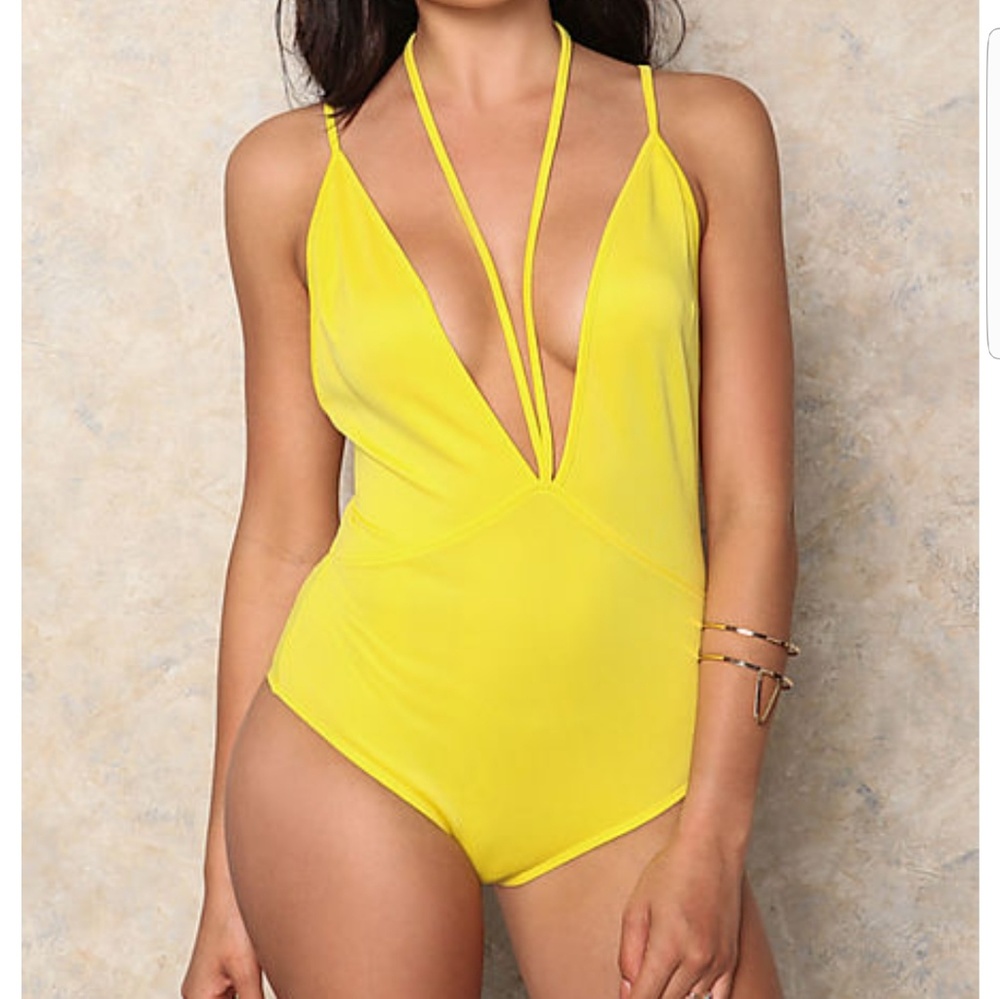 Yellow backless bodysuit